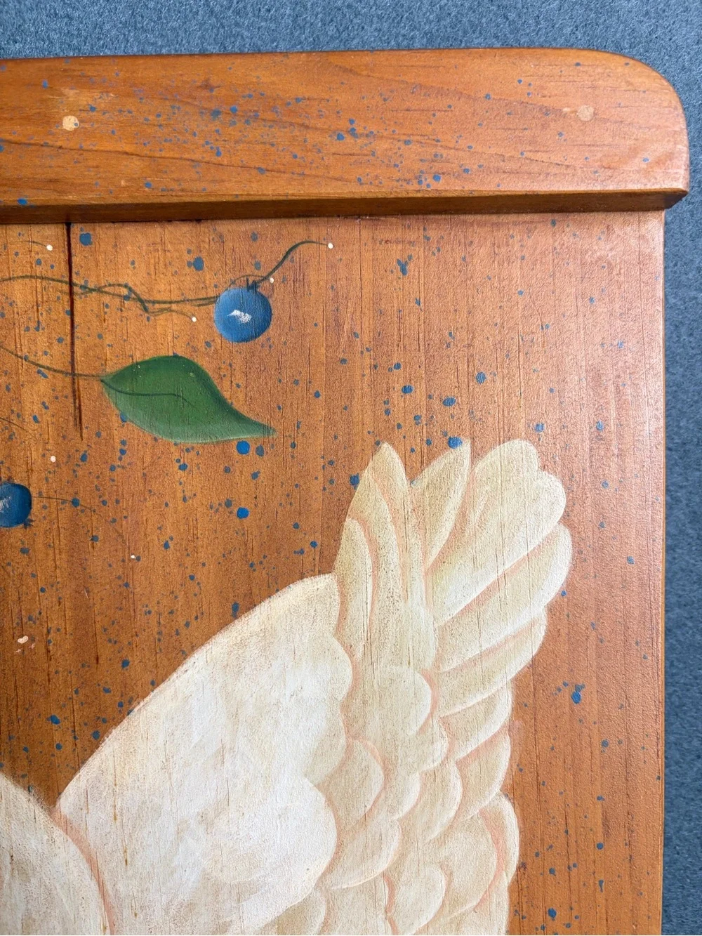 Vintage Cottagecore Hand Painted Wood Goose Wall Decor Floral Folk Art Plaque
